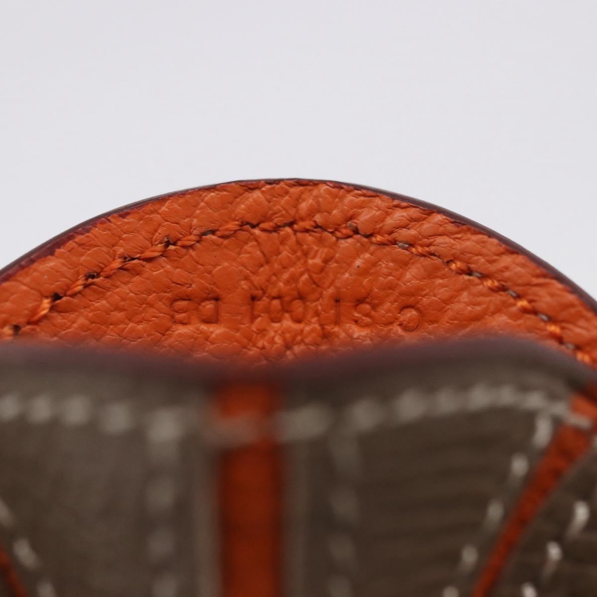 HERMES Basketball Key Ring Leather Orange Silver Auth BA15224V