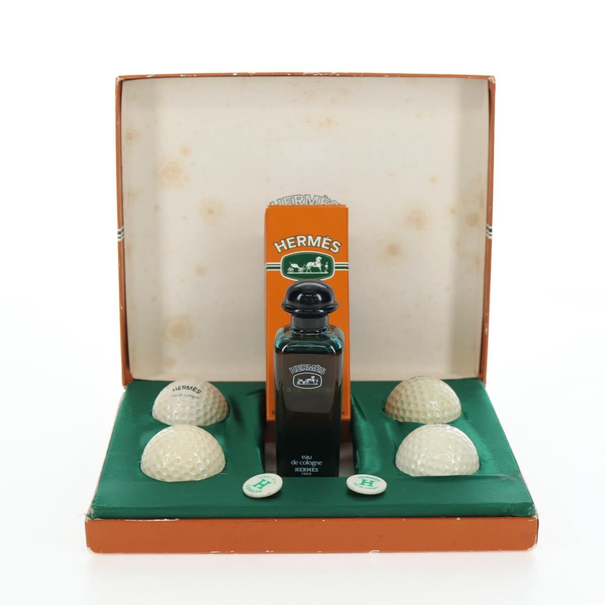 HERMES Eau de Cologne Golf Set perfume Leather White Auth BA15228V