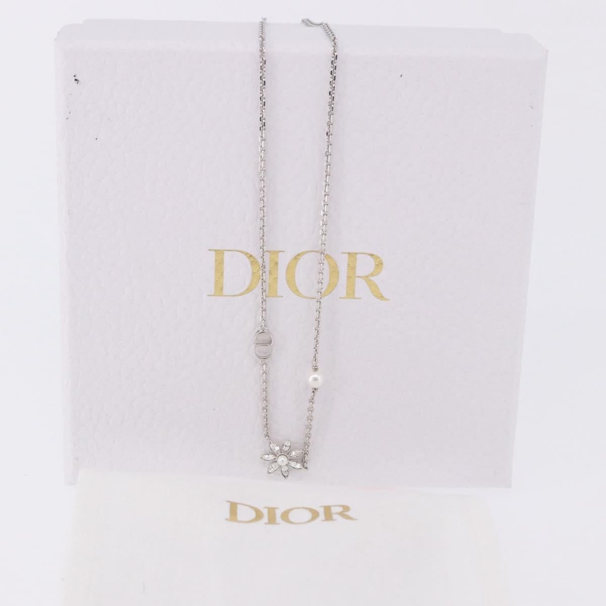 Christian Dior Necklace metal Silver Auth BA15231M
