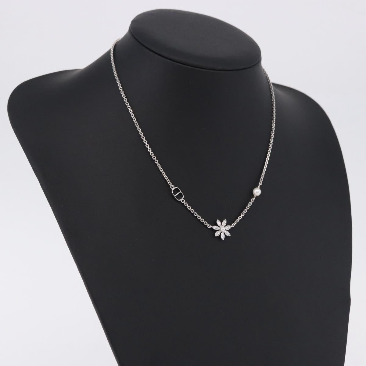 Christian Dior Necklace metal Silver Auth BA15231M
