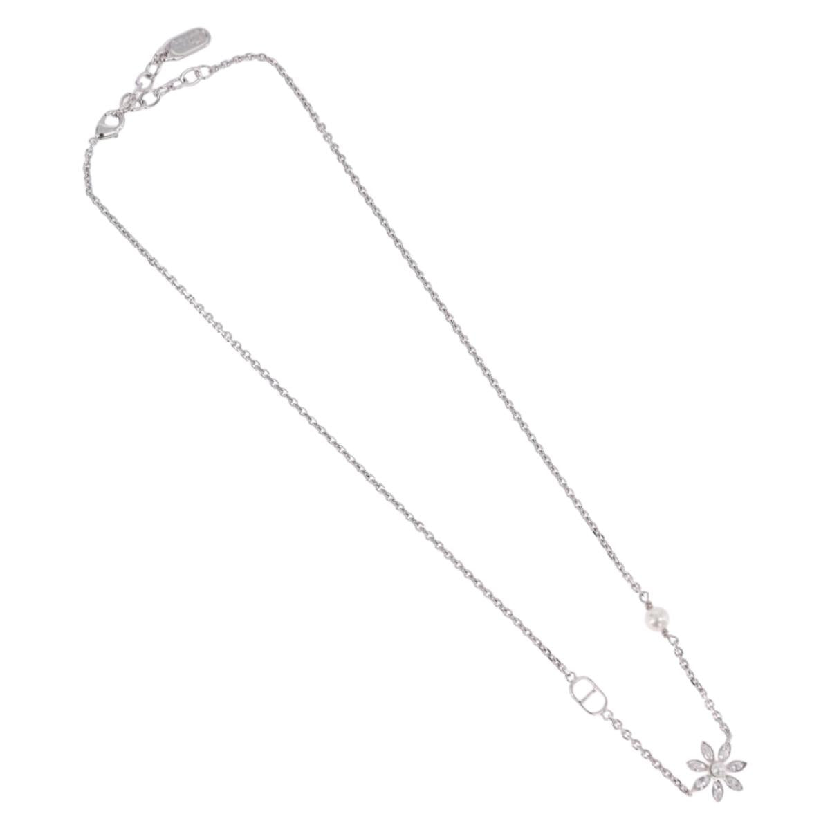 Christian Dior Necklace metal Silver Auth BA15231M
