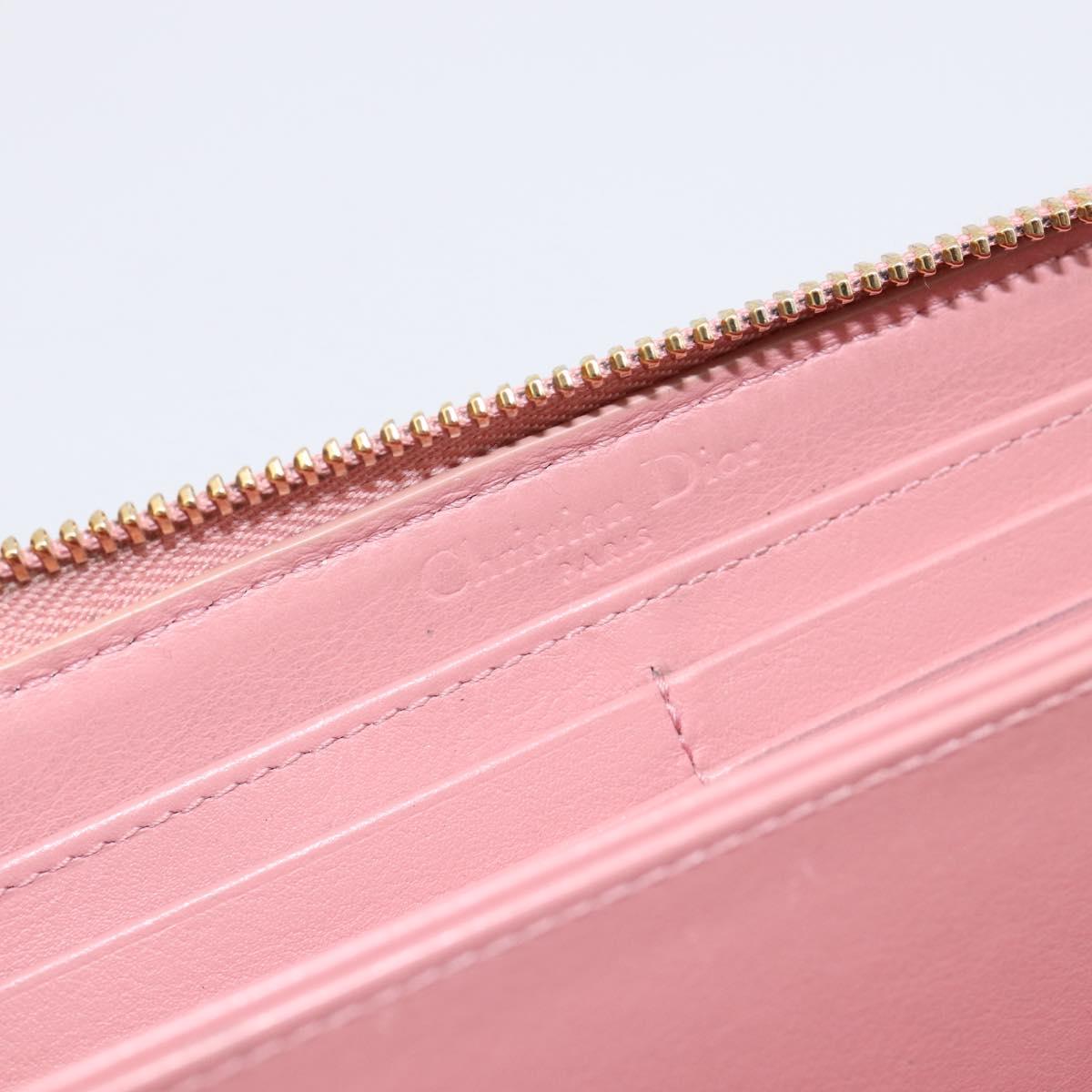 Christian Dior Lady Dior Long Wallet Patent leather Pink Auth BA15236V