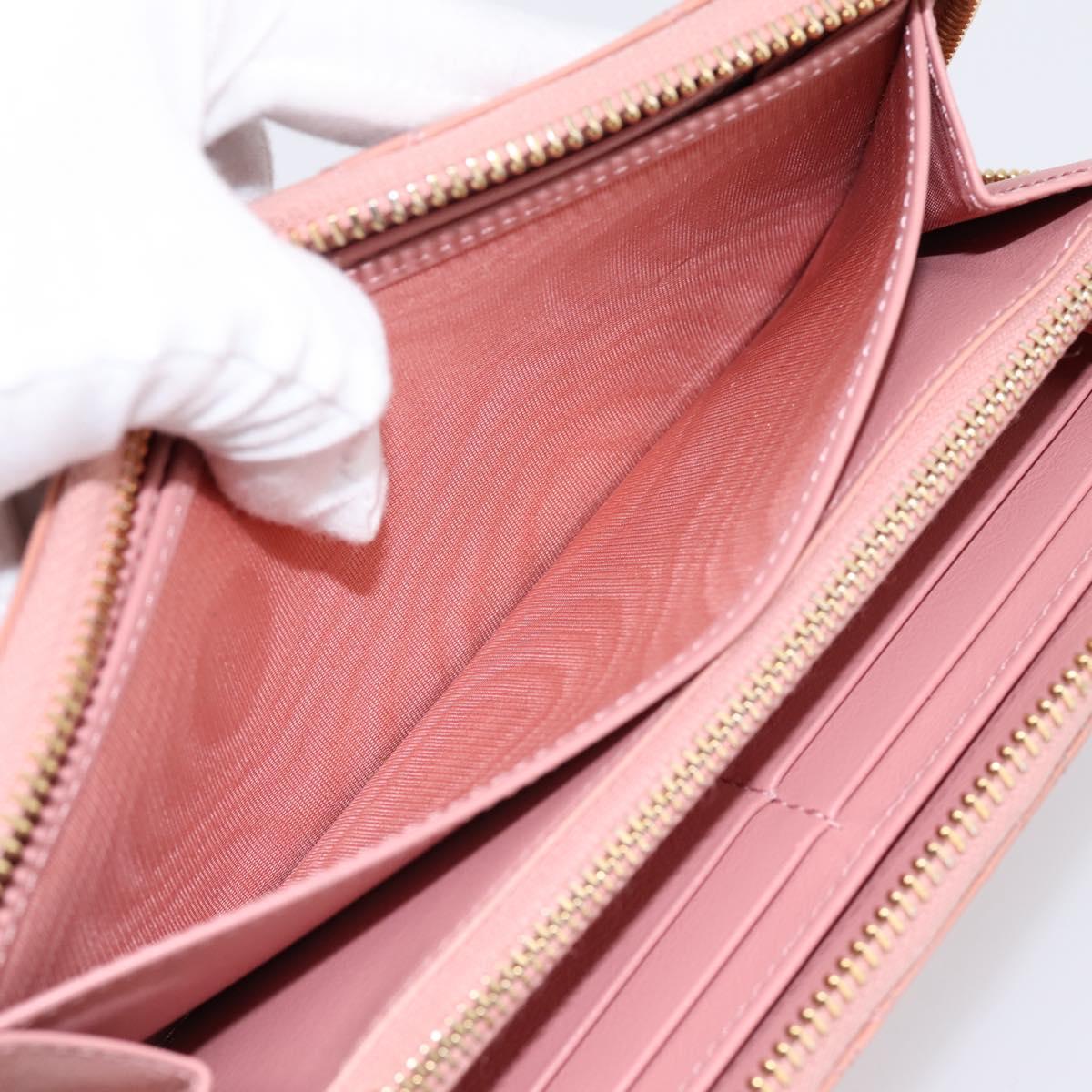 Christian Dior Lady Dior Long Wallet Patent leather Pink Auth BA15236V