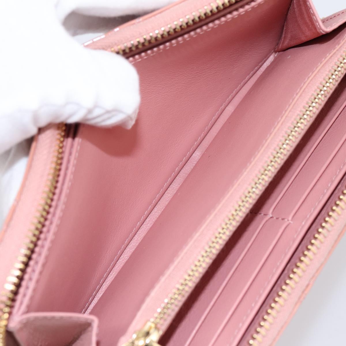 Christian Dior Lady Dior Long Wallet Patent leather Pink Auth BA15236V