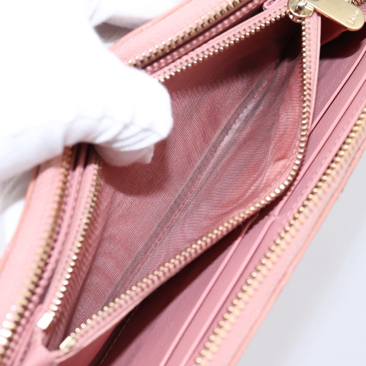 Christian Dior Lady Dior Long Wallet Patent leather Pink Auth BA15236V