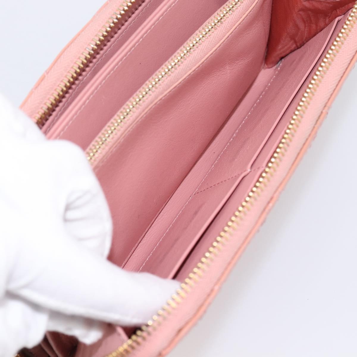 Christian Dior Lady Dior Long Wallet Patent leather Pink Auth BA15236V