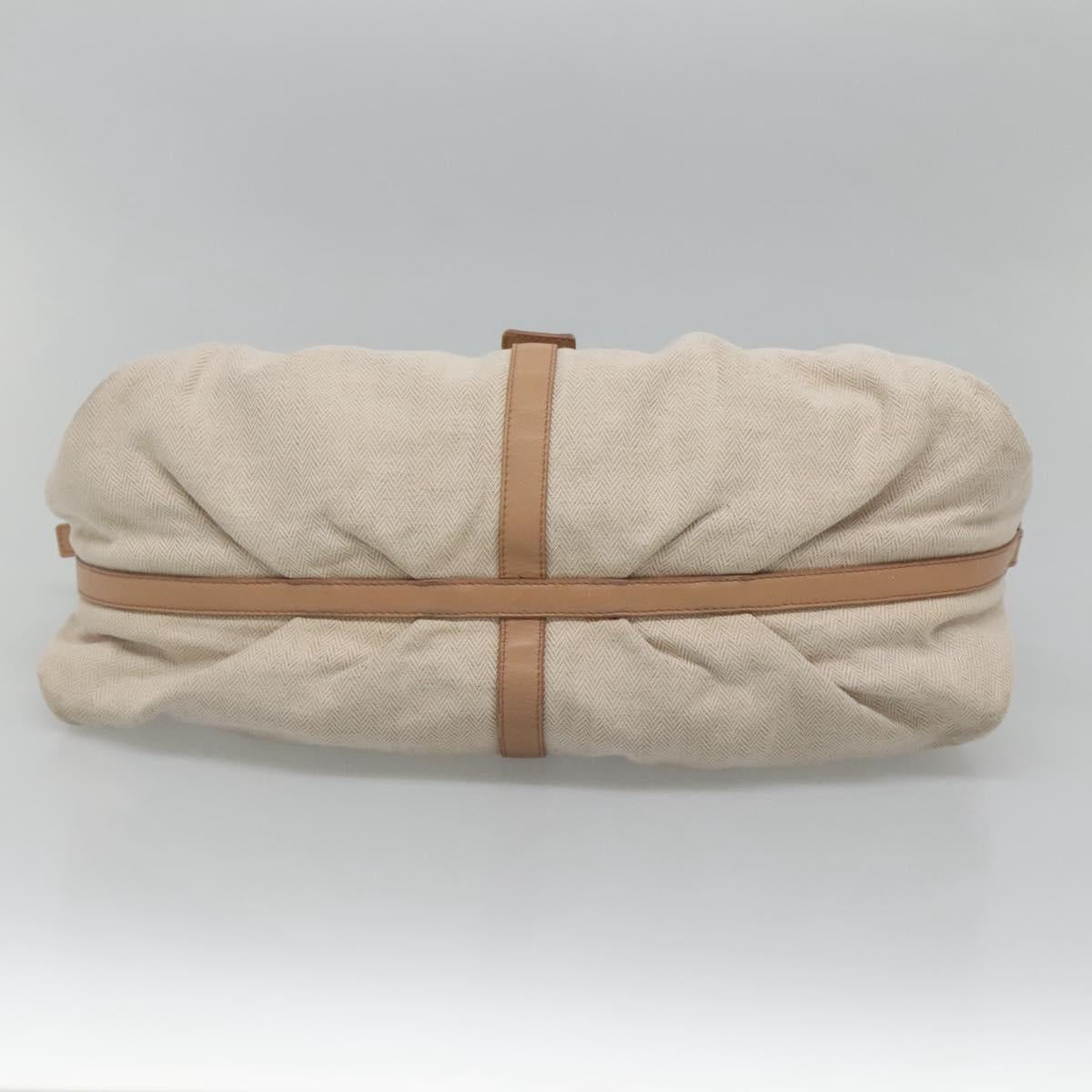 BVLGARI Chandra Hand Bag Canvas Beige Auth BA1524