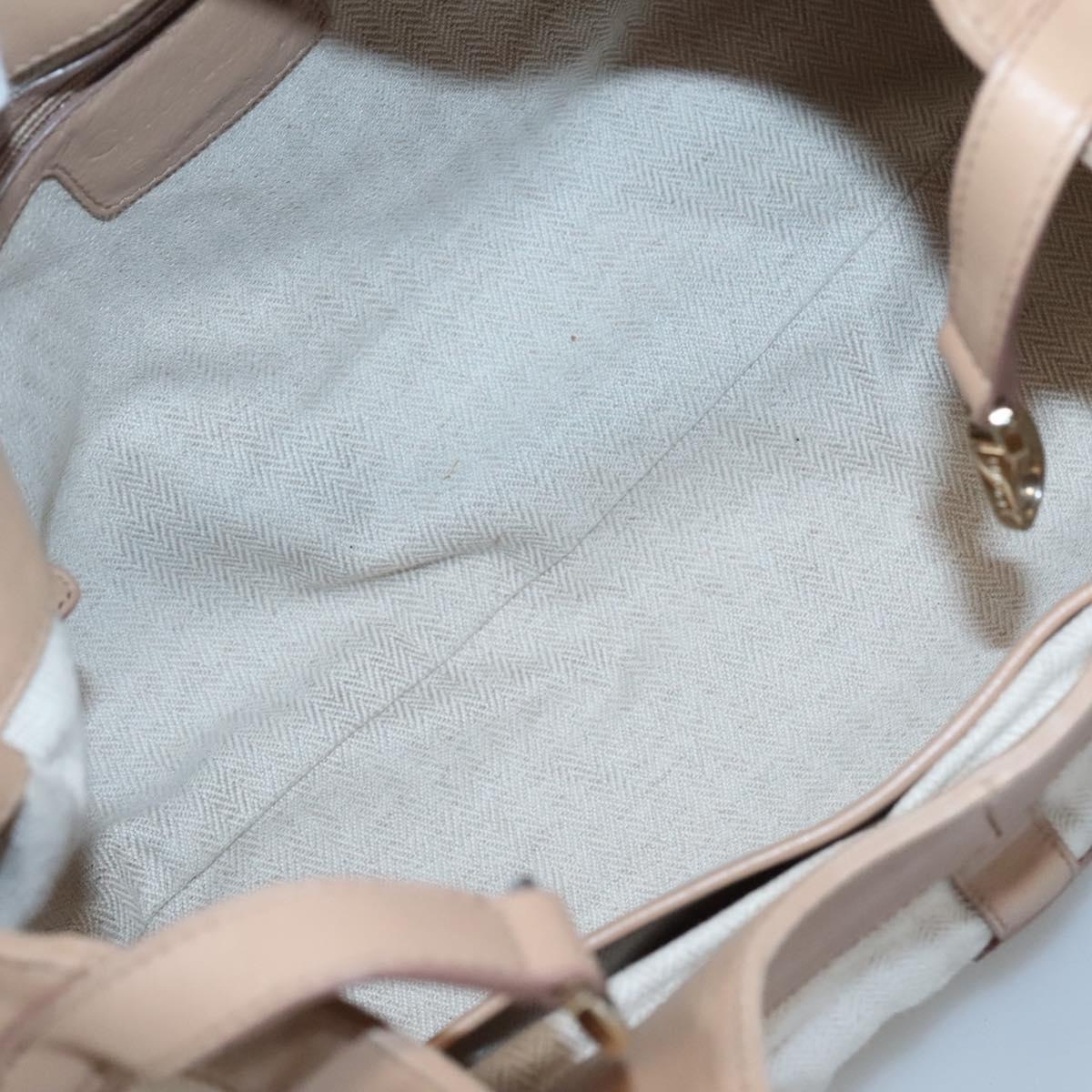 BVLGARI Chandra Hand Bag Canvas Beige Auth BA1524