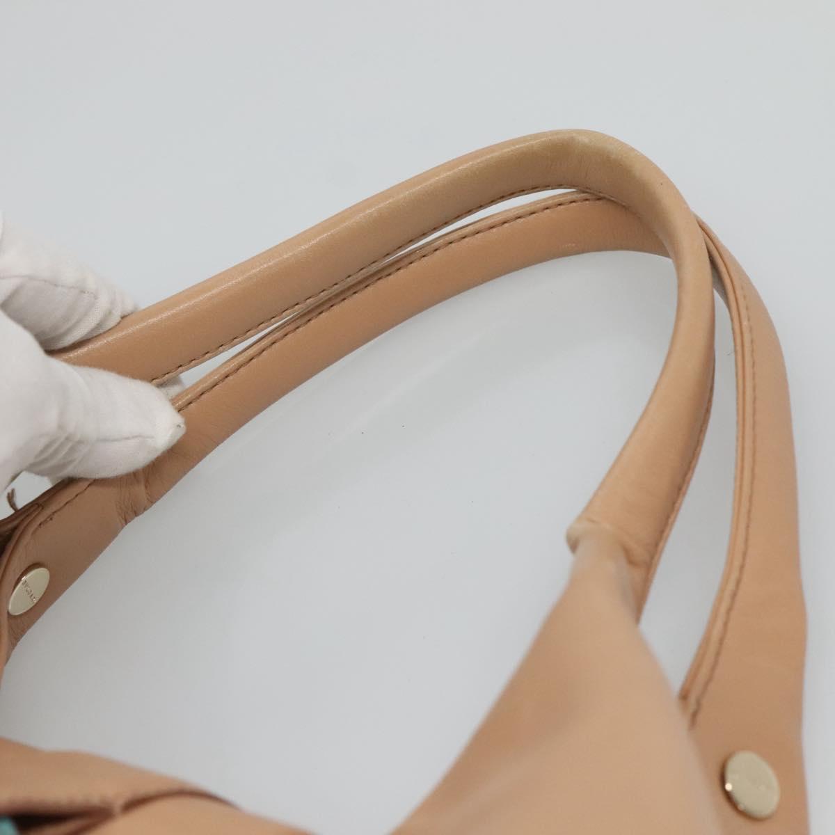 BVLGARI Chandra Hand Bag Canvas Beige Auth BA1524