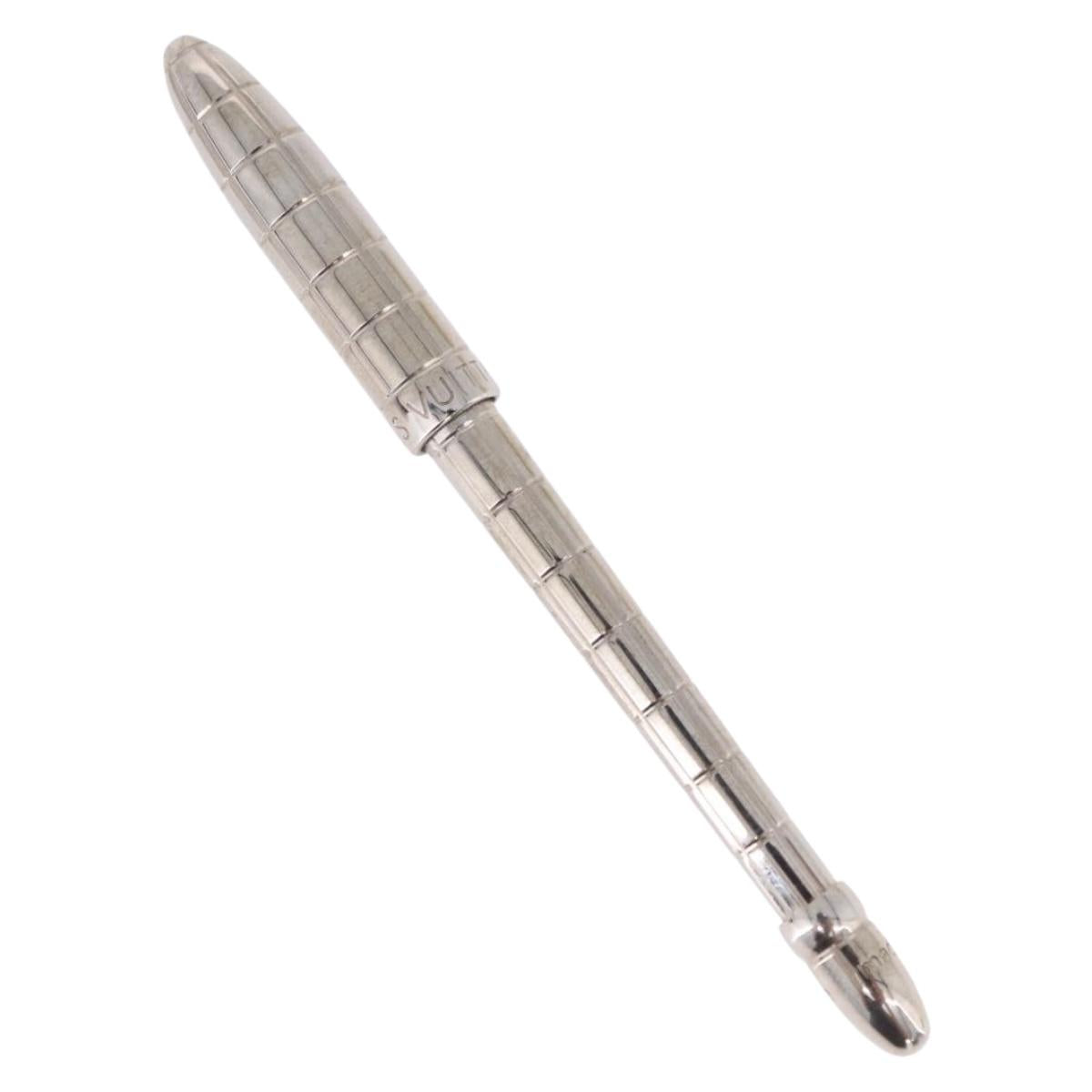 LOUIS VUITTON Styro Agenda Ballpoint Pen metal Silver LV Auth BA15245