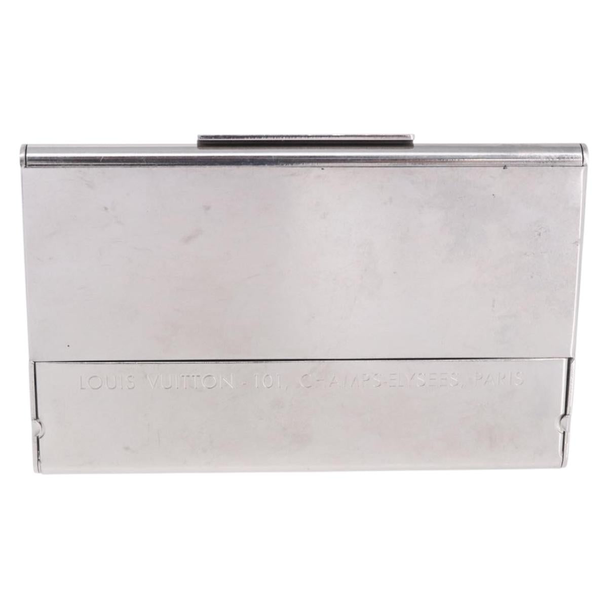LOUIS VUITTON Porte Cartes Champs Elysees Card Case Silver M65227 Auth BA15246