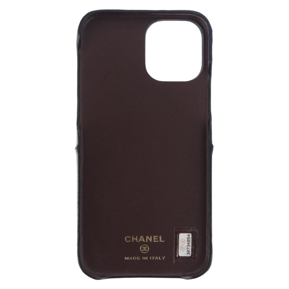CHANEL iPhone11 iPhone Case Caviar Skin Black CC Auth BA15247V