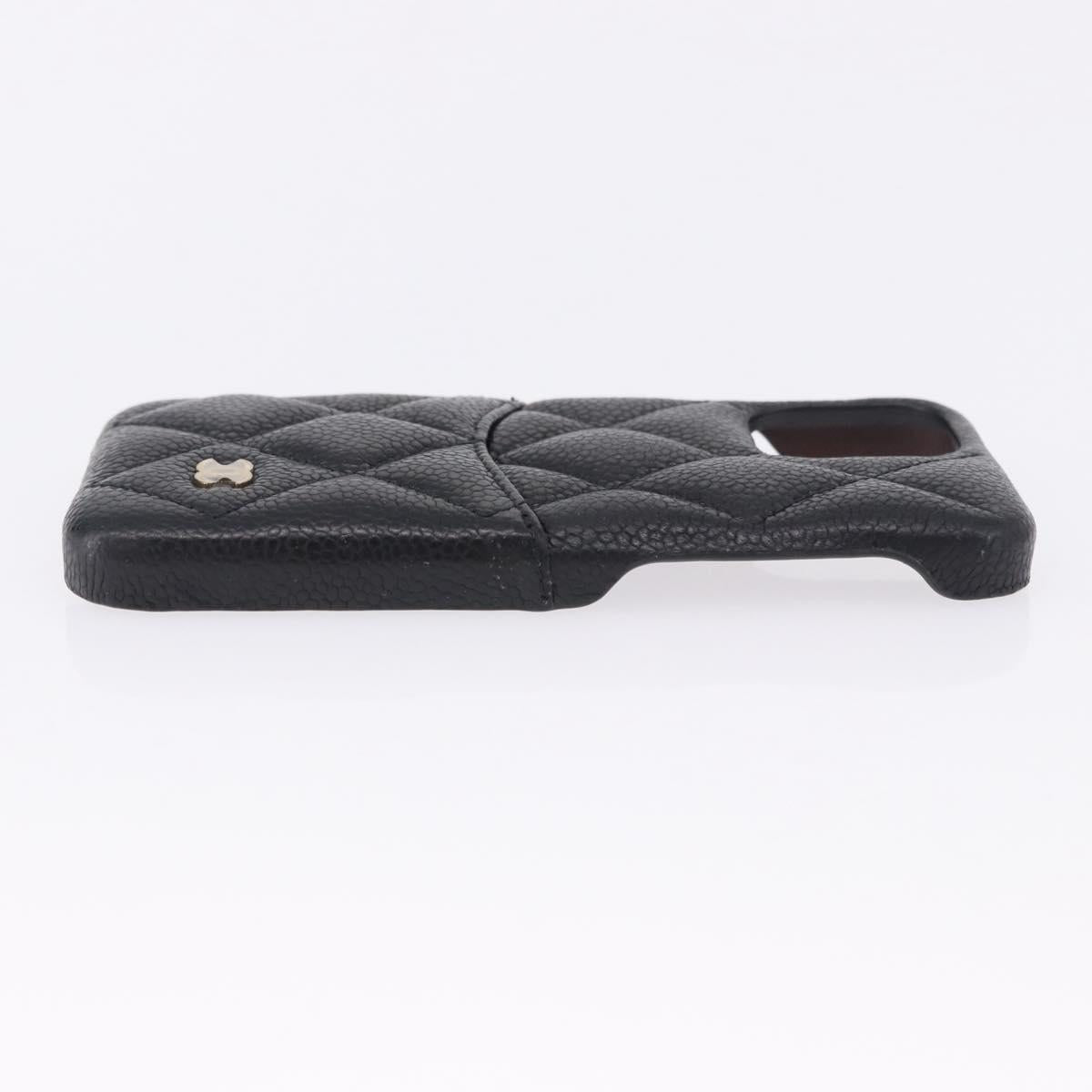 CHANEL iPhone11 iPhone Case Caviar Skin Black CC Auth BA15247V