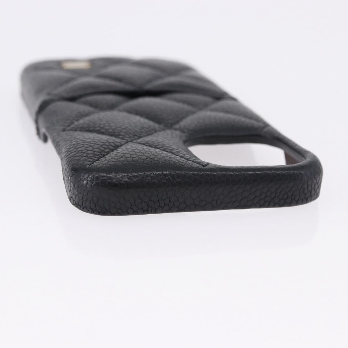 CHANEL iPhone11 iPhone Case Caviar Skin Black CC Auth BA15247V