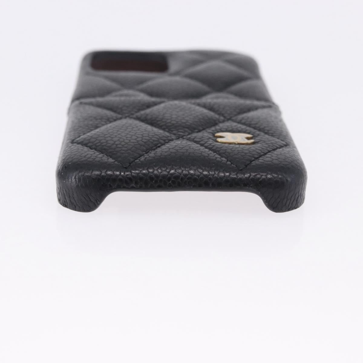 CHANEL iPhone11 iPhone Case Caviar Skin Black CC Auth BA15247V