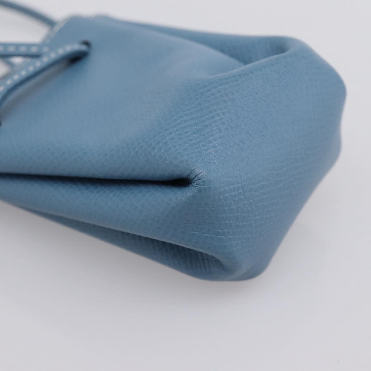 HERMES Vespa Pouch Leather Blue Gold Auth BA15248V