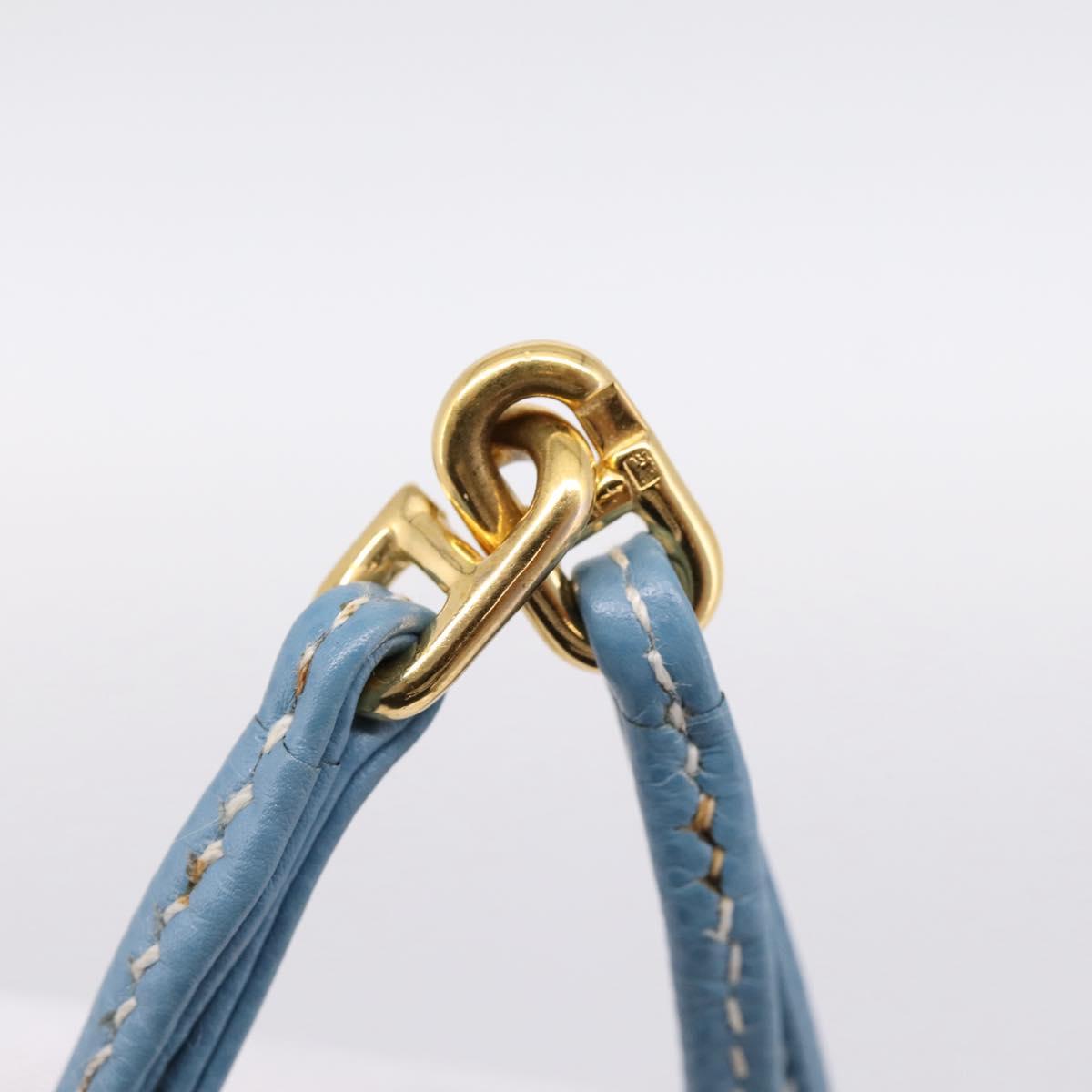 HERMES Vespa Pouch Leather Blue Gold Auth BA15248V