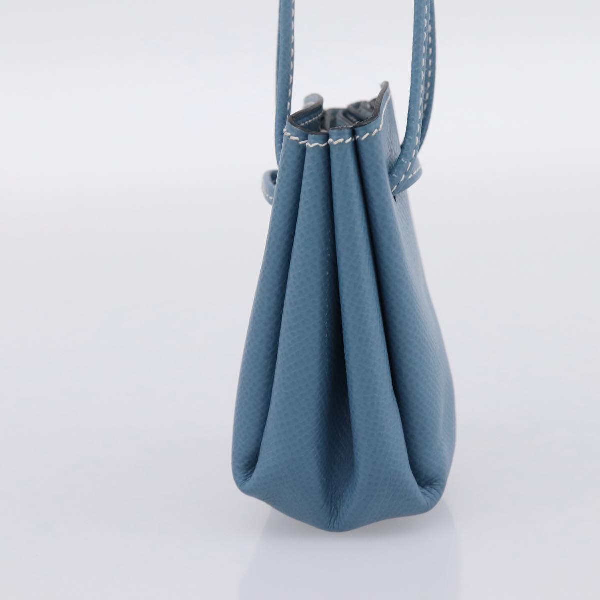 HERMES Vespa Pouch Leather Blue Gold Auth BA15248V
