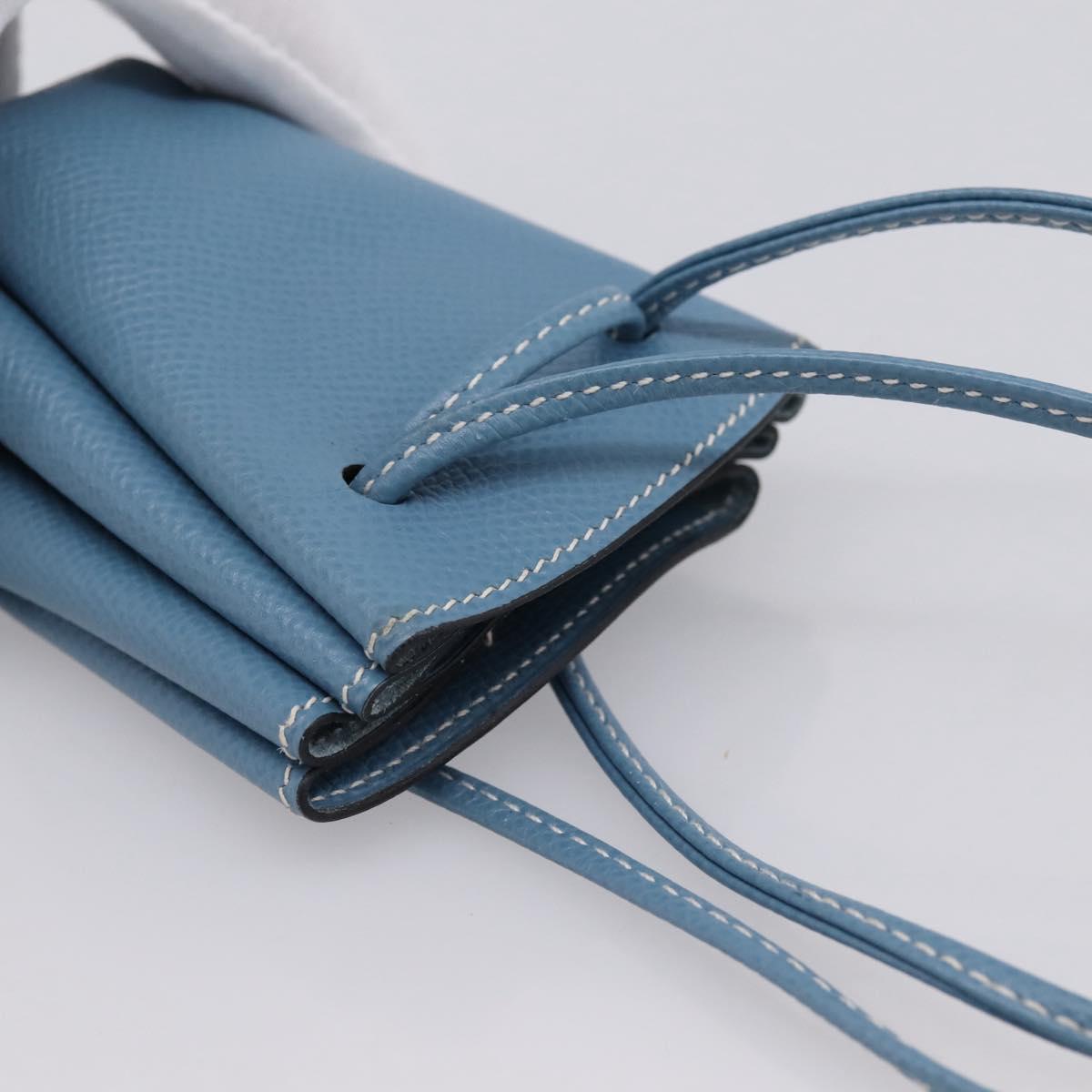 HERMES Vespa Pouch Leather Blue Gold Auth BA15248V