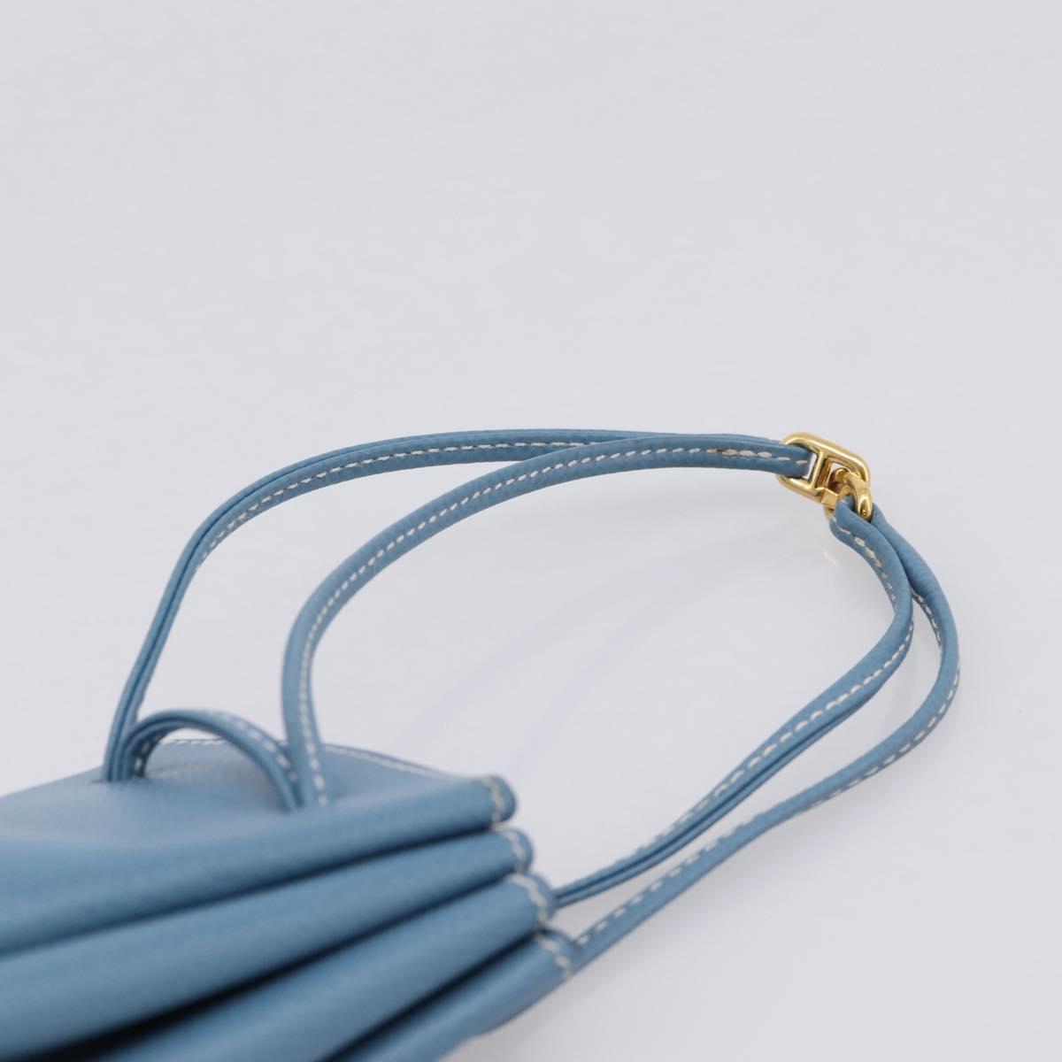 HERMES Vespa Pouch Leather Blue Gold Auth BA15248V