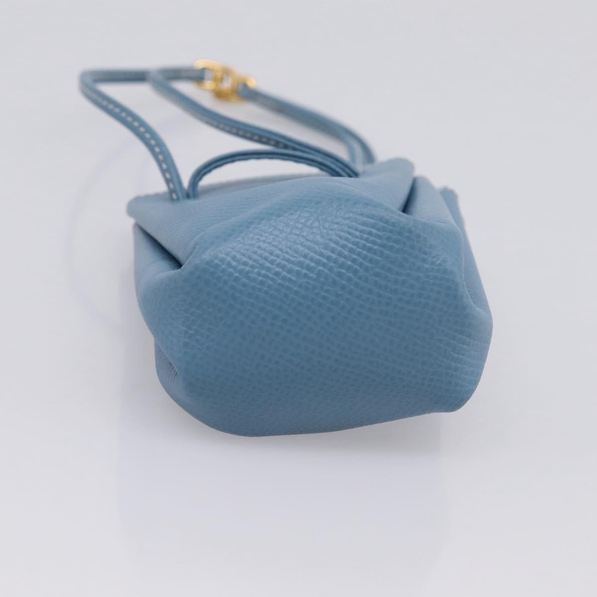HERMES Vespa Pouch Leather Blue Gold Auth BA15248V