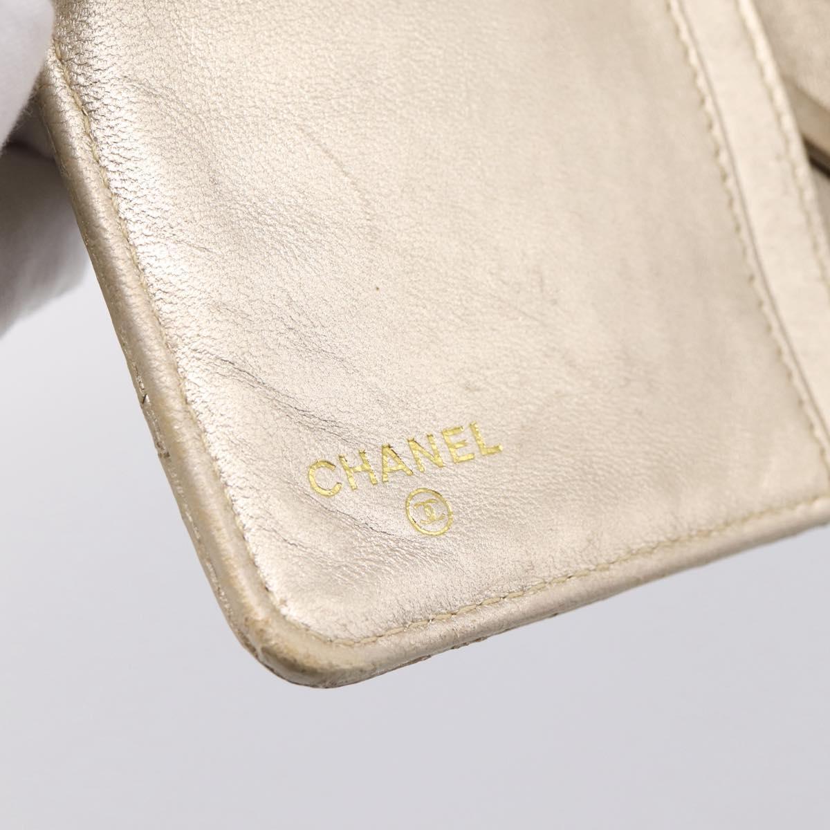 CHANEL Matelasse Long Wallet Lamb Skin Gold CC Auth BA15252