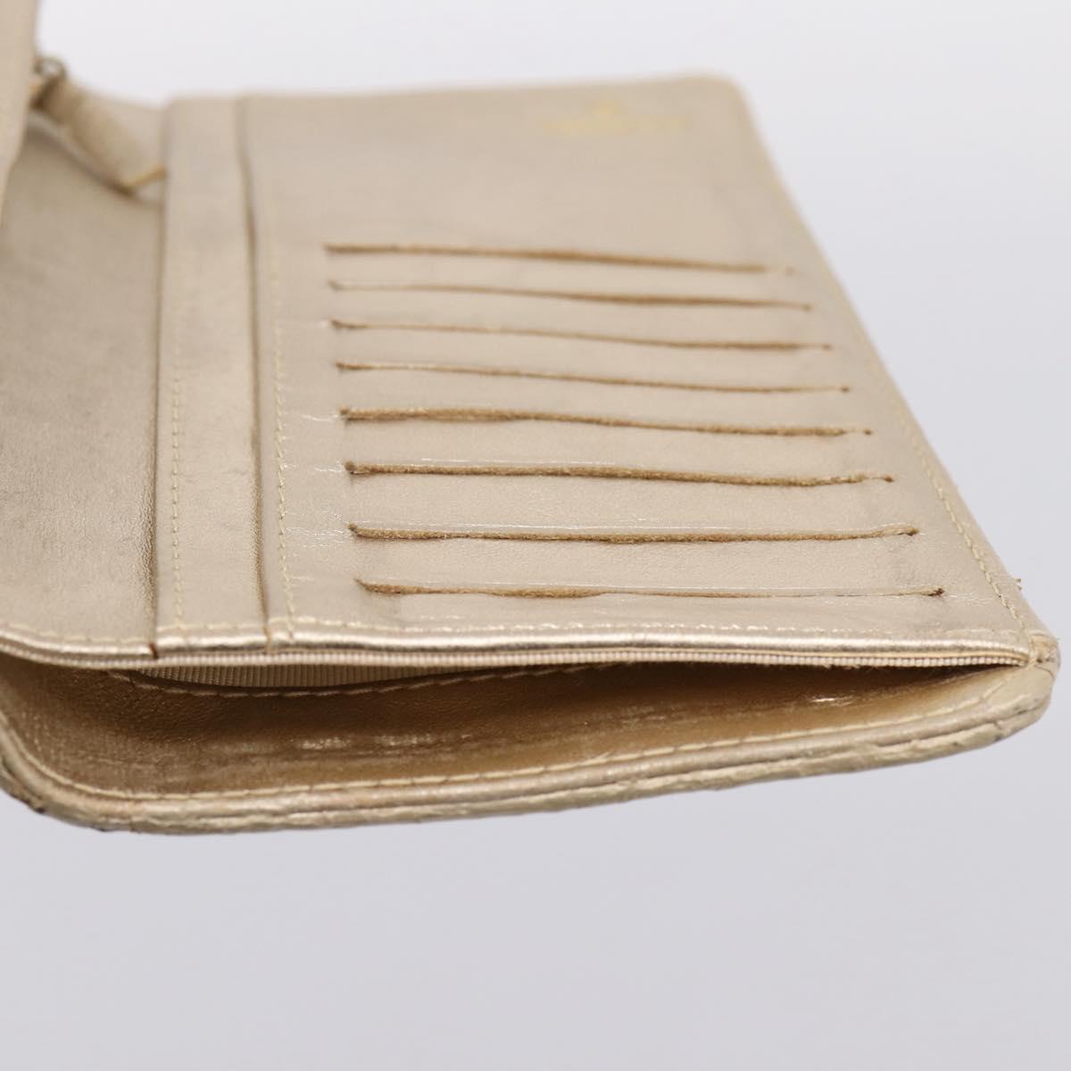 CHANEL Matelasse Long Wallet Lamb Skin Gold CC Auth BA15252