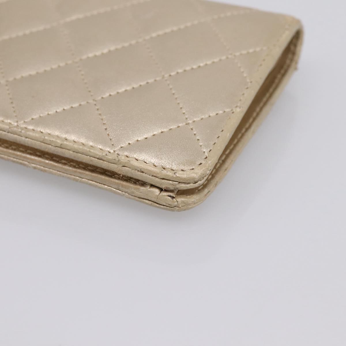 CHANEL Matelasse Long Wallet Lamb Skin Gold CC Auth BA15252