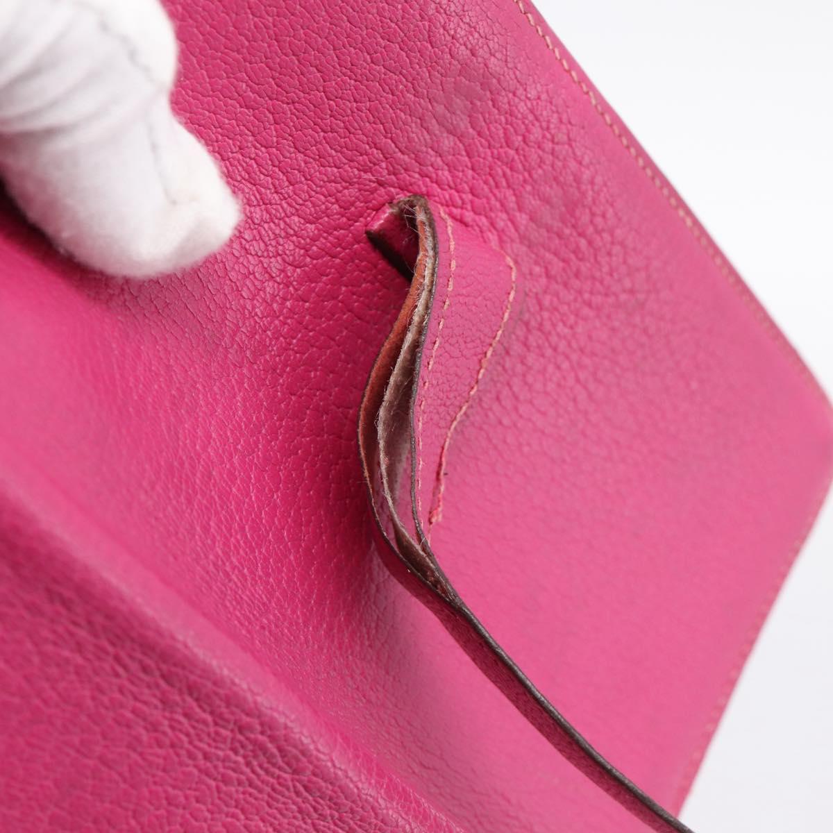 HERMES Bearn Soufflet Wallet Leather Pink Auth BA15253