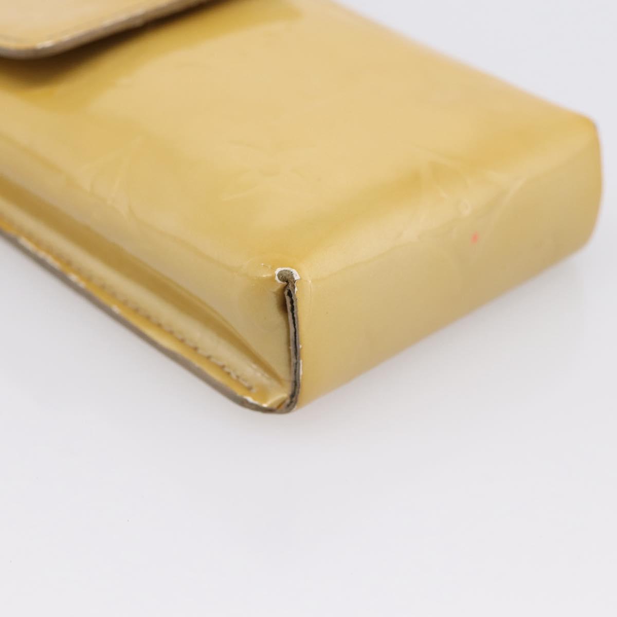 LOUIS VUITTON Monogram Vernis Green Cigarette Case Beige M91048 LV Auth BA15255