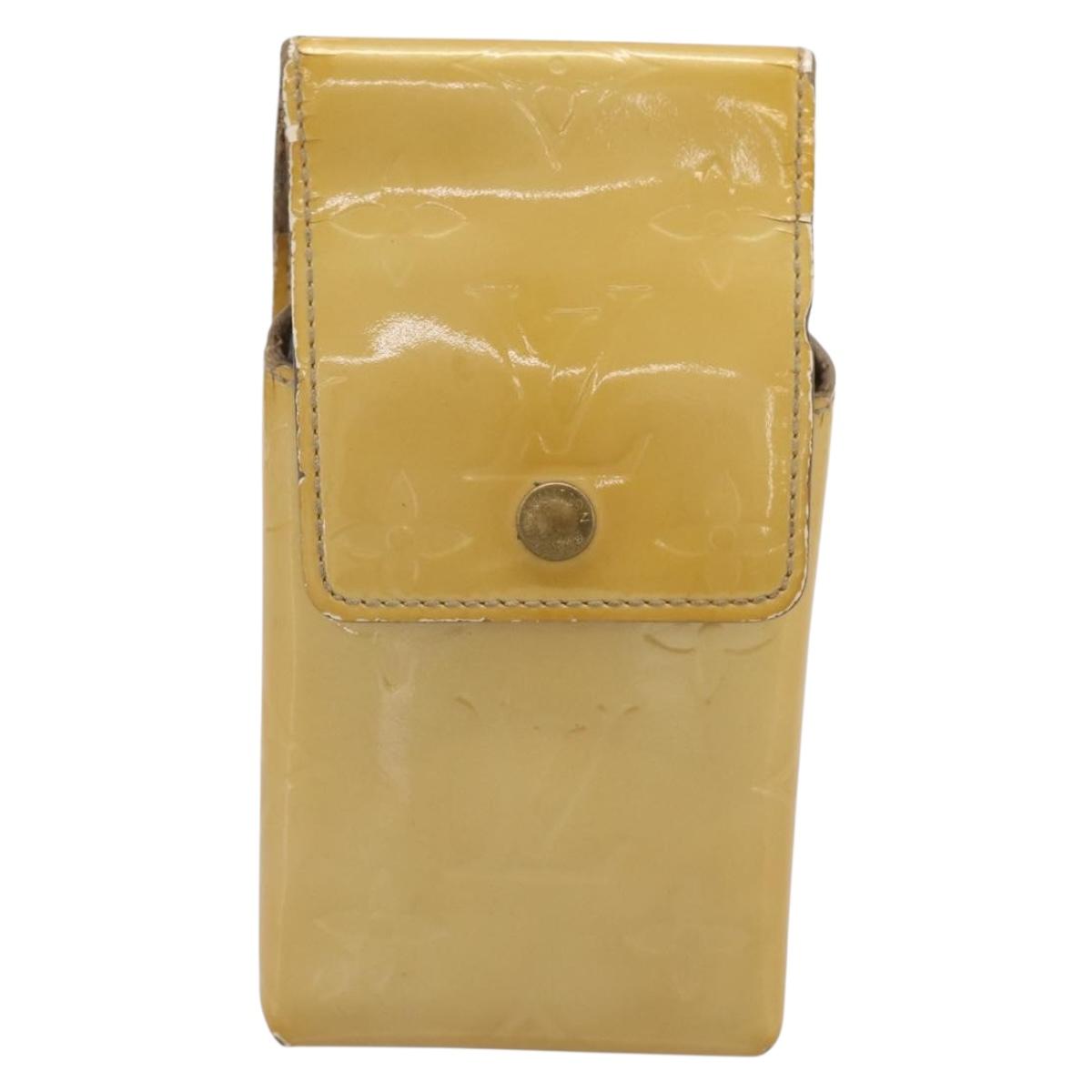 LOUIS VUITTON Monogram Vernis Green Cigarette Case Beige M91048 LV Auth BA15255