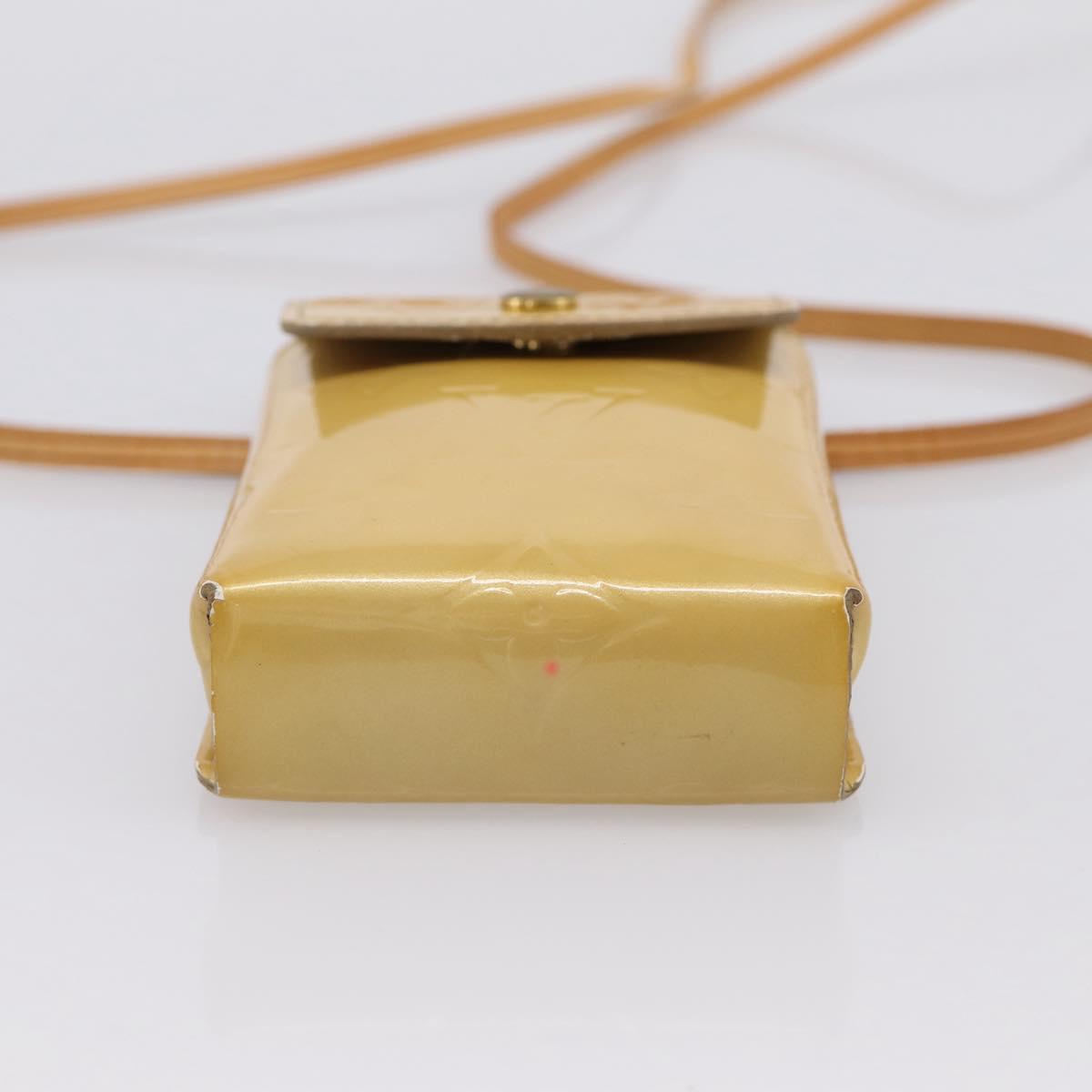 LOUIS VUITTON Monogram Vernis Green Cigarette Case Beige M91048 LV Auth BA15255