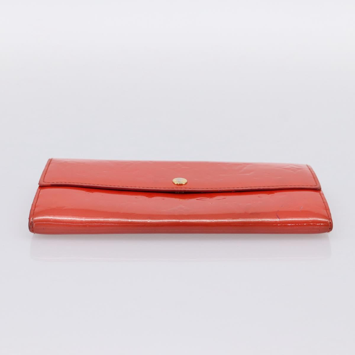 LOUIS VUITTON Vernis Portefeuille Sarah Wallet Orenge Sunset M93634 Auth BA15265