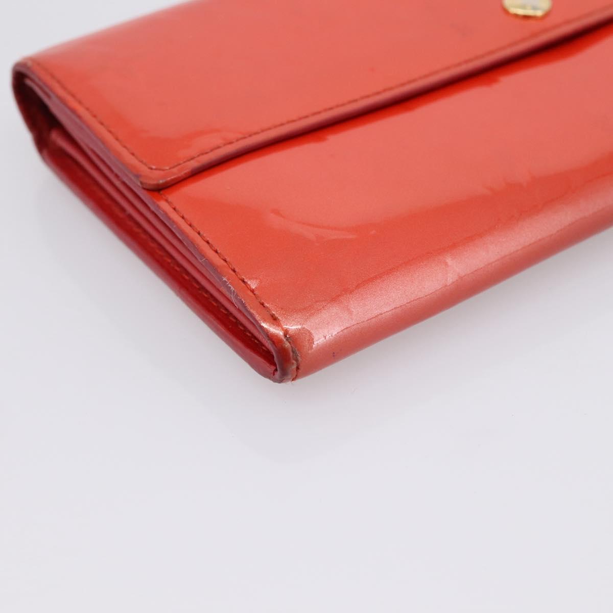 LOUIS VUITTON Vernis Portefeuille Sarah Wallet Orenge Sunset M93634 Auth BA15265