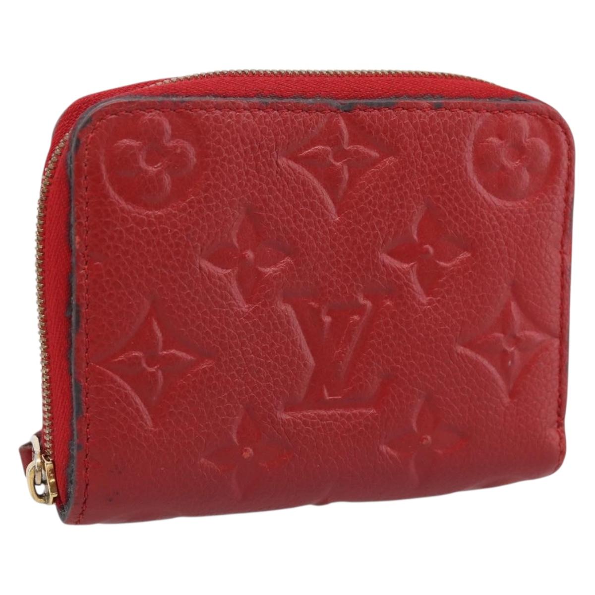 LOUIS VUITTON Monogram Empreinte Zippy Coin Purse Wallet Red M63696 Auth BA15266