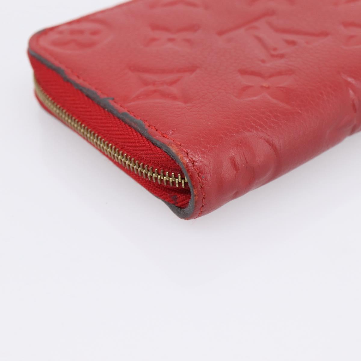 LOUIS VUITTON Monogram Empreinte Zippy Coin Purse Wallet Red M63696 Auth BA15266