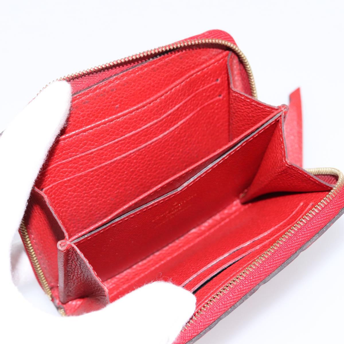 LOUIS VUITTON Monogram Empreinte Zippy Coin Purse Wallet Red M63696 Auth BA15266