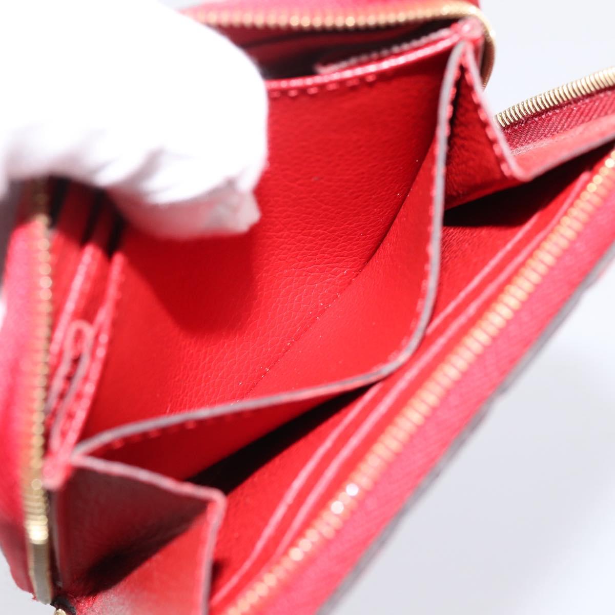 LOUIS VUITTON Monogram Empreinte Zippy Coin Purse Wallet Red M63696 Auth BA15266