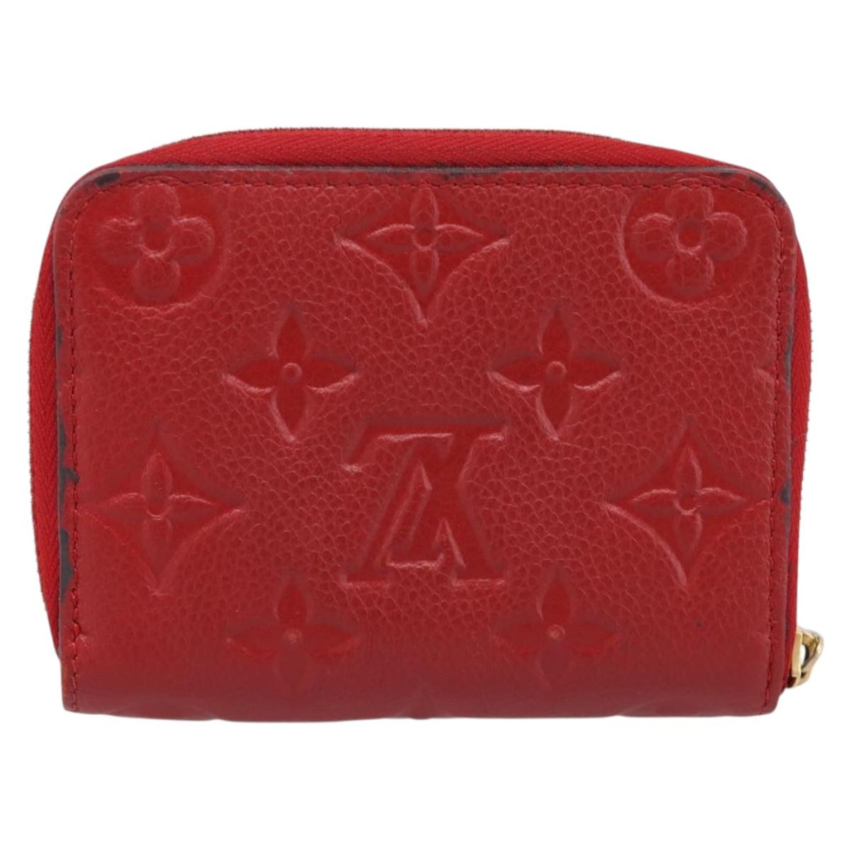 LOUIS VUITTON Monogram Empreinte Zippy Coin Purse Wallet Red M63696 Auth BA15266