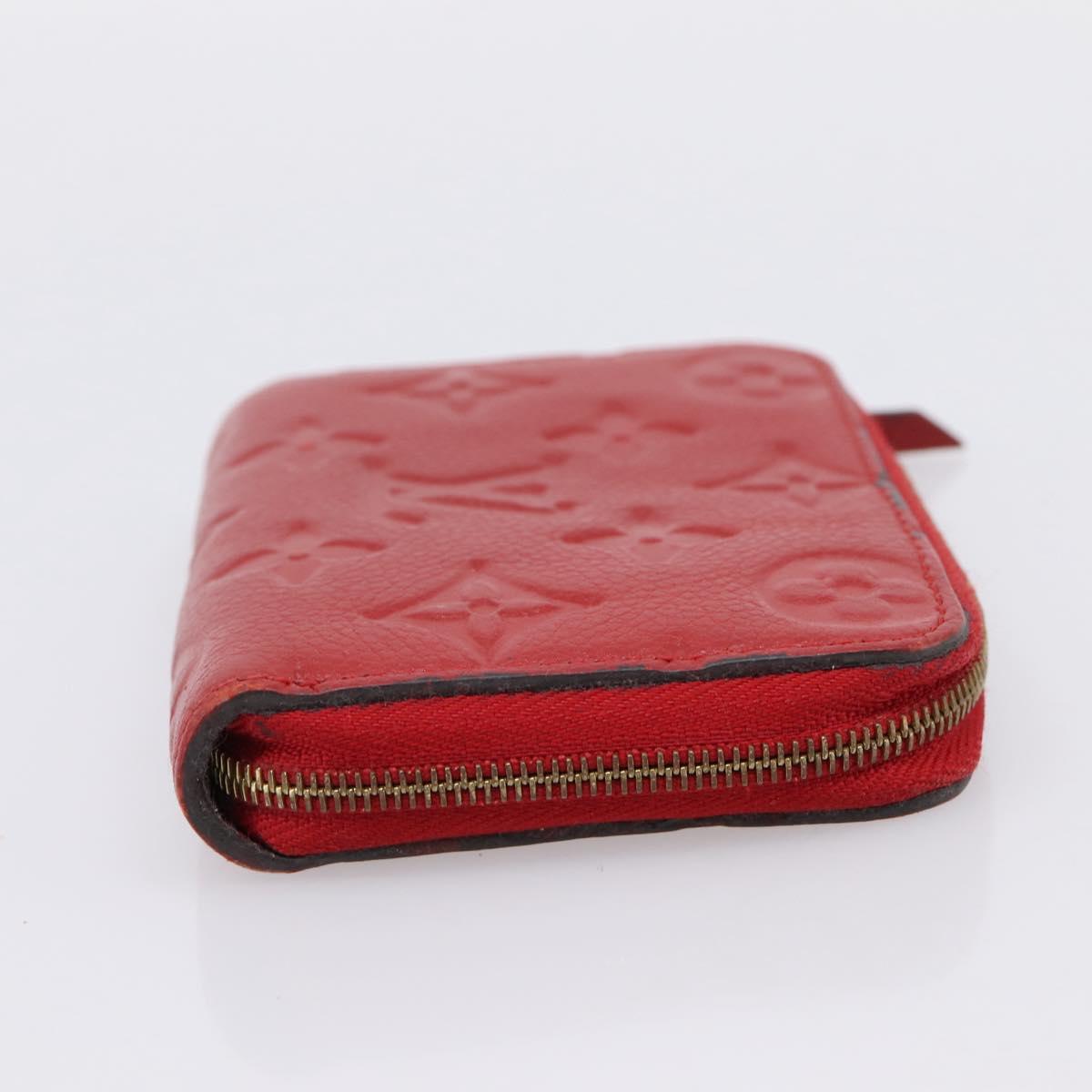 LOUIS VUITTON Monogram Empreinte Zippy Coin Purse Wallet Red M63696 Auth BA15266