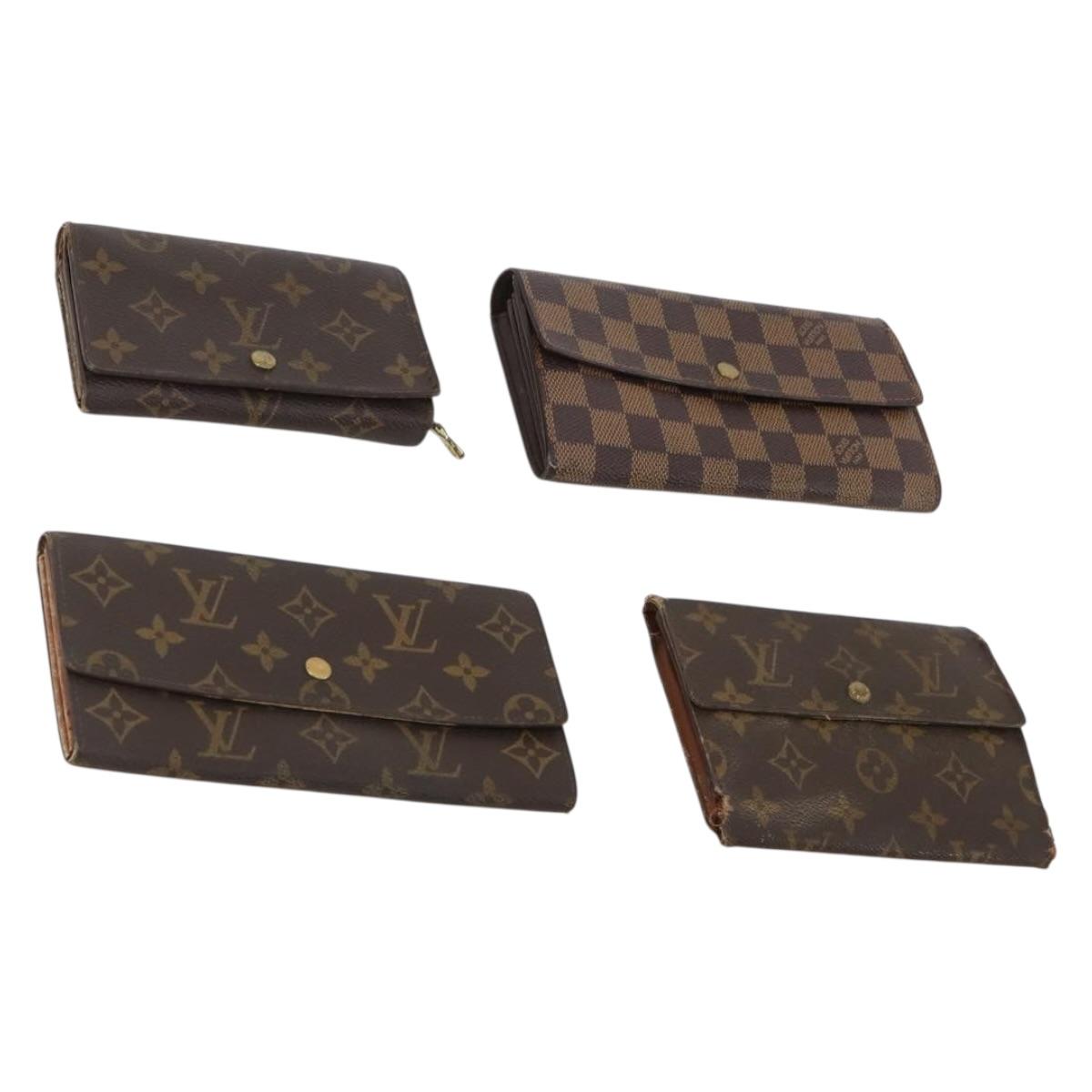 LOUIS VUITTON Monogram Damier Ebene Wallet 4 Set LV Auth BA15269