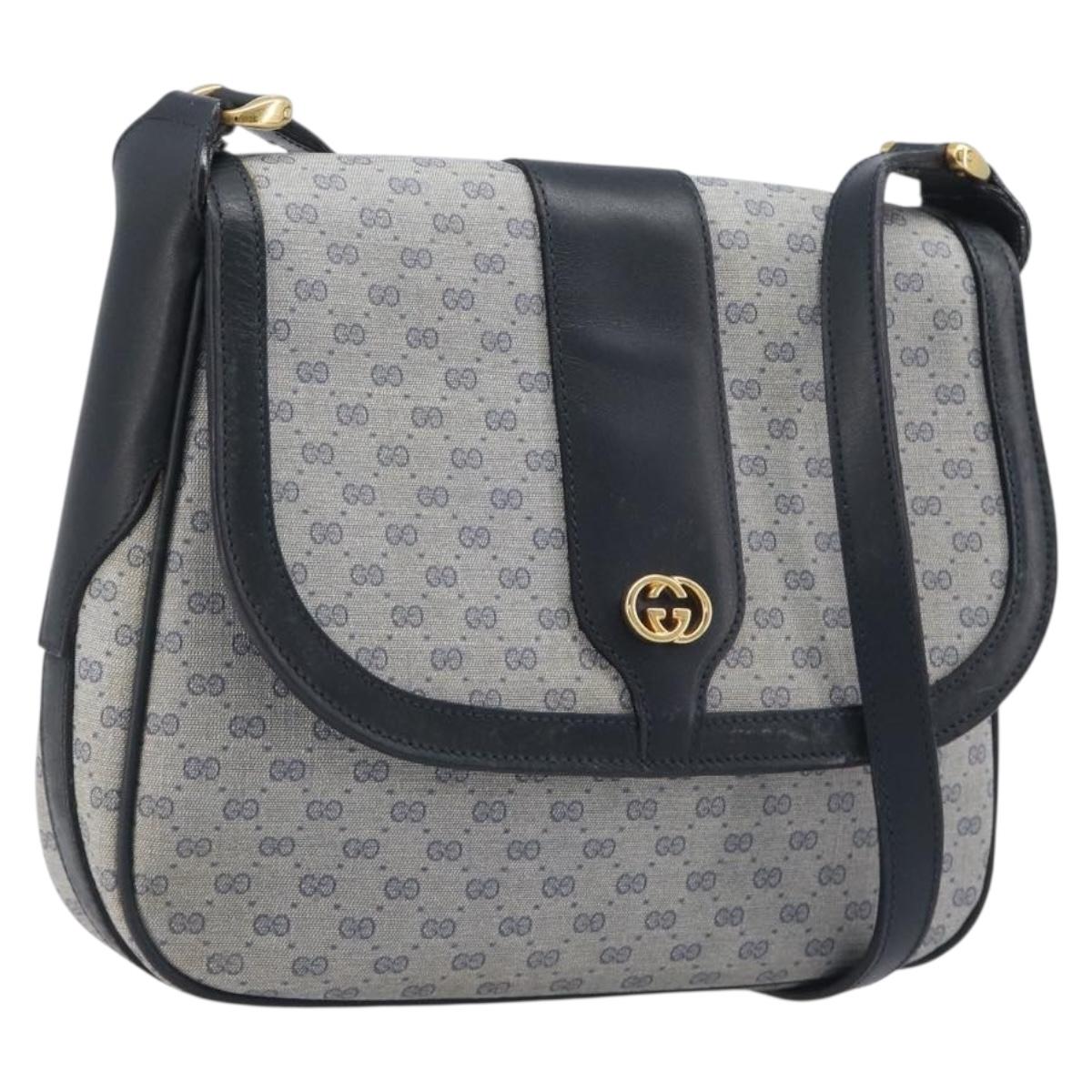 GUCCI Micro GG Supreme Shoulder Bag PVC Navy Gold 001 101 4425 Auth BA15271