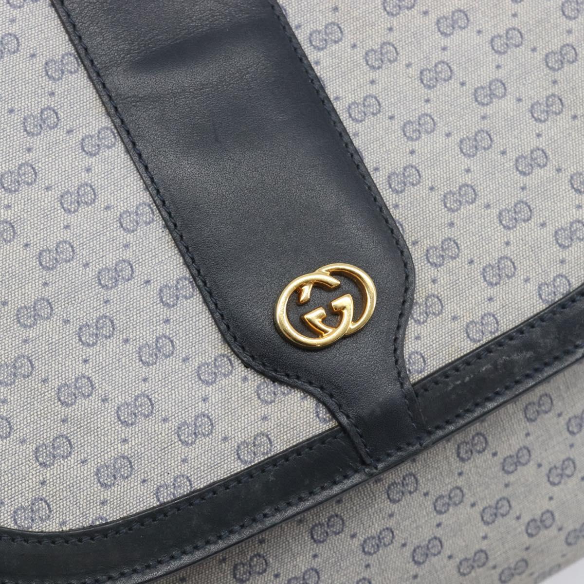 GUCCI Micro GG Supreme Shoulder Bag PVC Navy Gold 001 101 4425 Auth BA15271