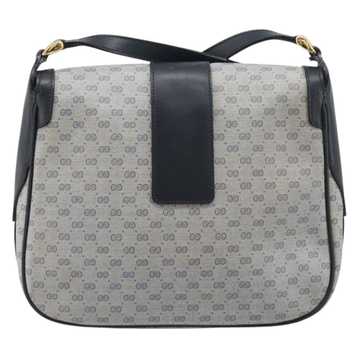 GUCCI Micro GG Supreme Shoulder Bag PVC Navy Gold 001 101 4425 Auth BA15271