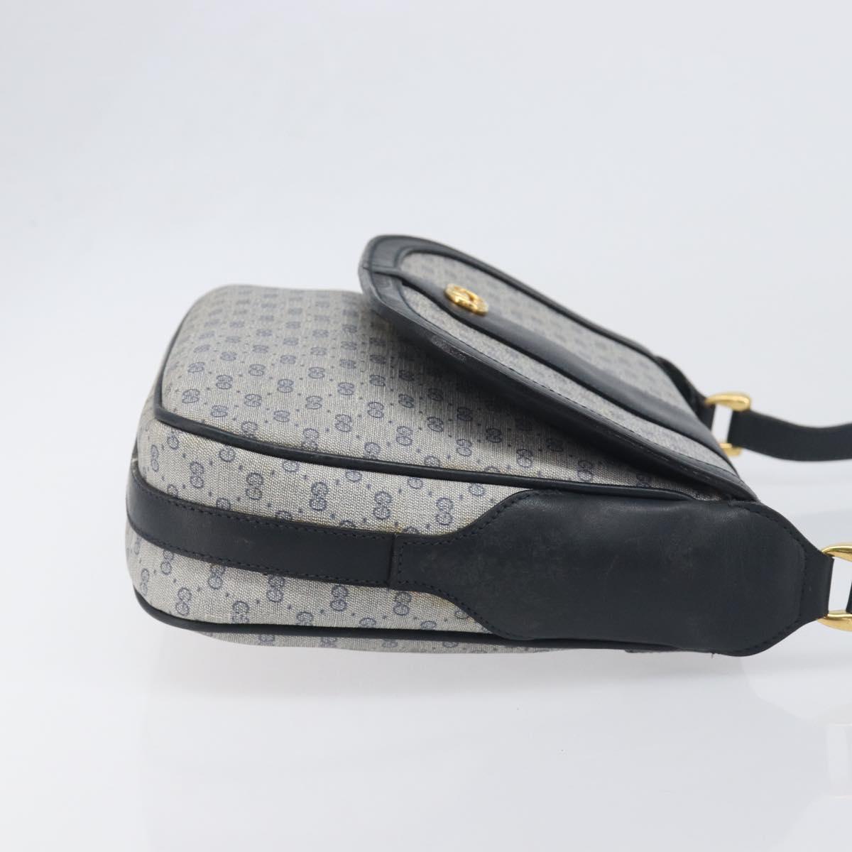 GUCCI Micro GG Supreme Shoulder Bag PVC Navy Gold 001 101 4425 Auth BA15271