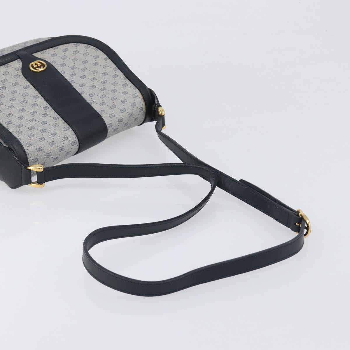 GUCCI Micro GG Supreme Shoulder Bag PVC Navy Gold 001 101 4425 Auth BA15271
