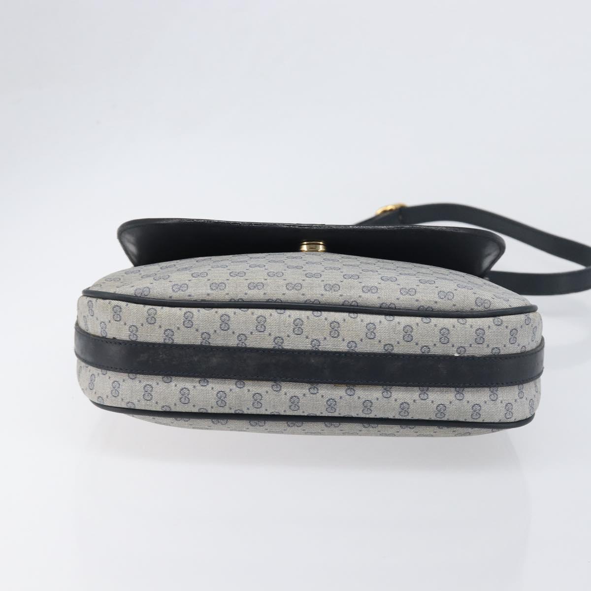 GUCCI Micro GG Supreme Shoulder Bag PVC Navy Gold 001 101 4425 Auth BA15271
