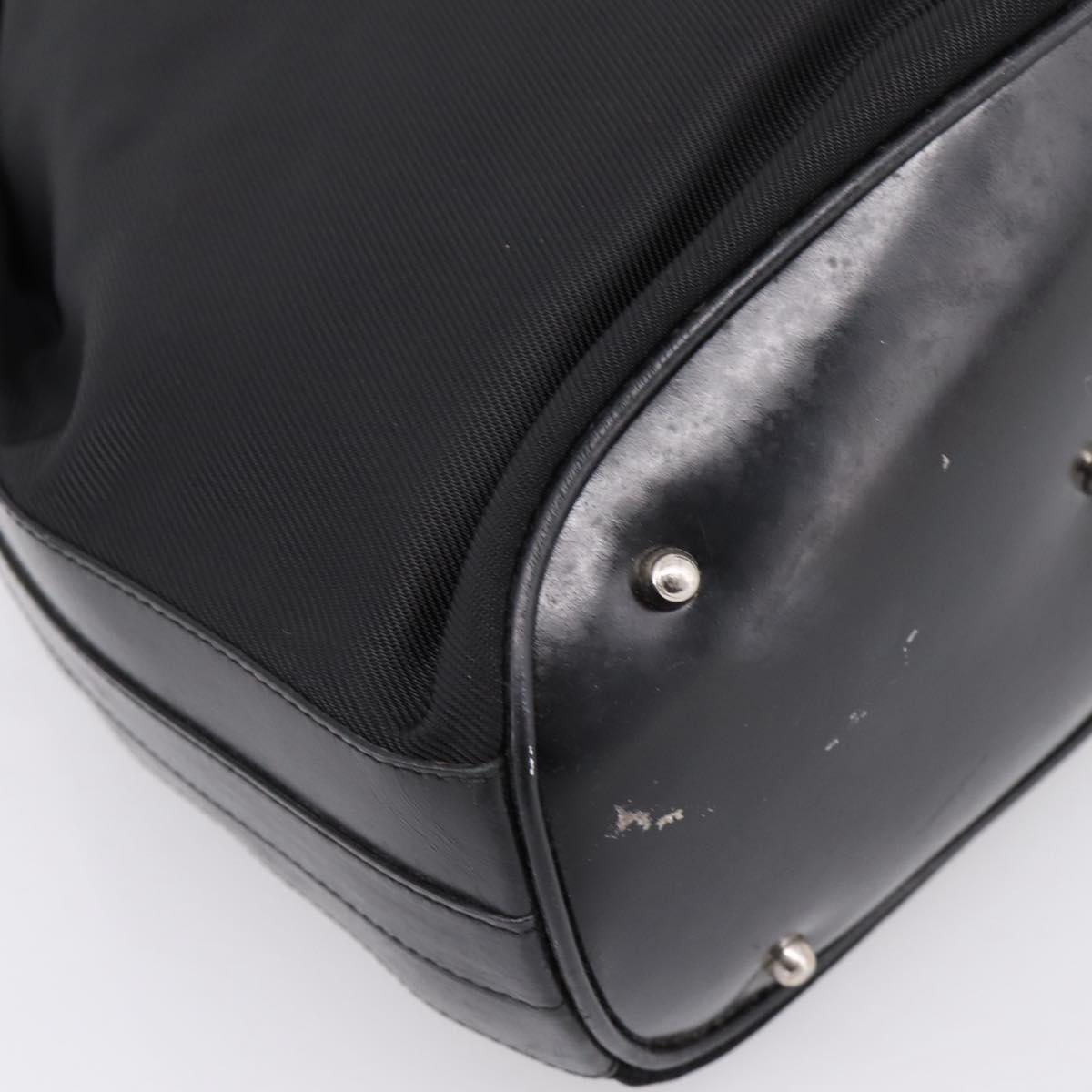 GUCCI Bamboo Hand Bag Nylon Black Silver 001 3754 1657 Auth BA15272