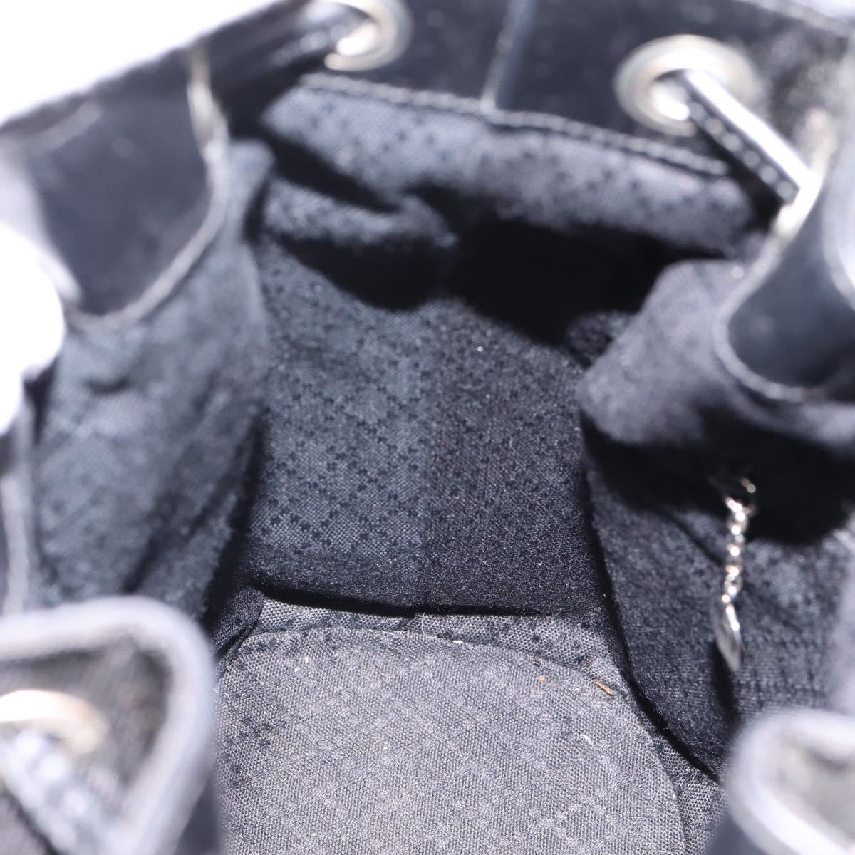 GUCCI Bamboo Hand Bag Nylon Black Silver 001 3754 1657 Auth BA15272