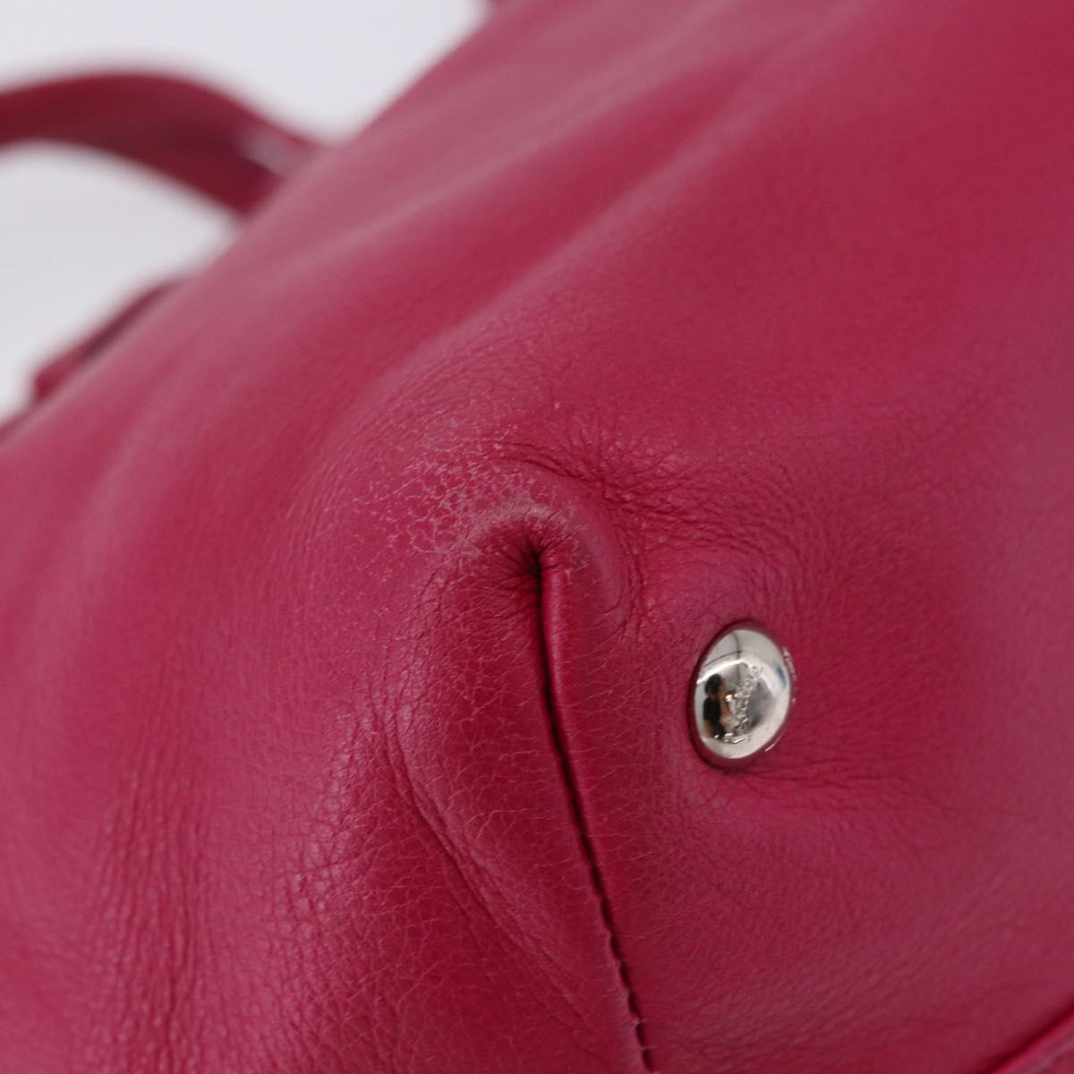Salvatore Ferragamo Vara Ribbon Hand Bag Leather 2way Pink Silver Auth BA15273